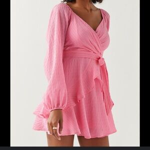 Francesca's Collections Pink Long Sleeve Dress